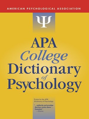 cover image of APA College Dictionary of Psychology